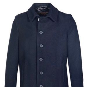 Schott NYC Single Breasted Officers Coat. Navy. Slightly used, worn twice.
